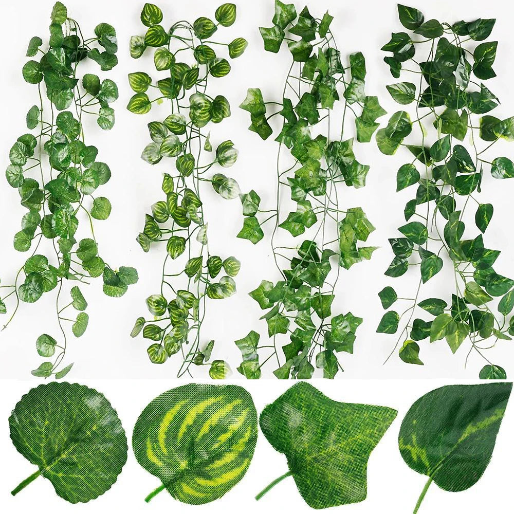 2/4/8/10M Artificial Ivy Leaves Garland Hanging Vines Fake Plants Outdoor Greenery Wall Decor Festival Garden Home Party Deco