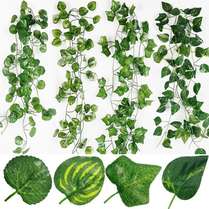 2/4/8/10M Artificial Ivy Leaves Garland Hanging Vines Fake Plants Outdoor Greenery Wall Decor Festival Garden Home Party Deco