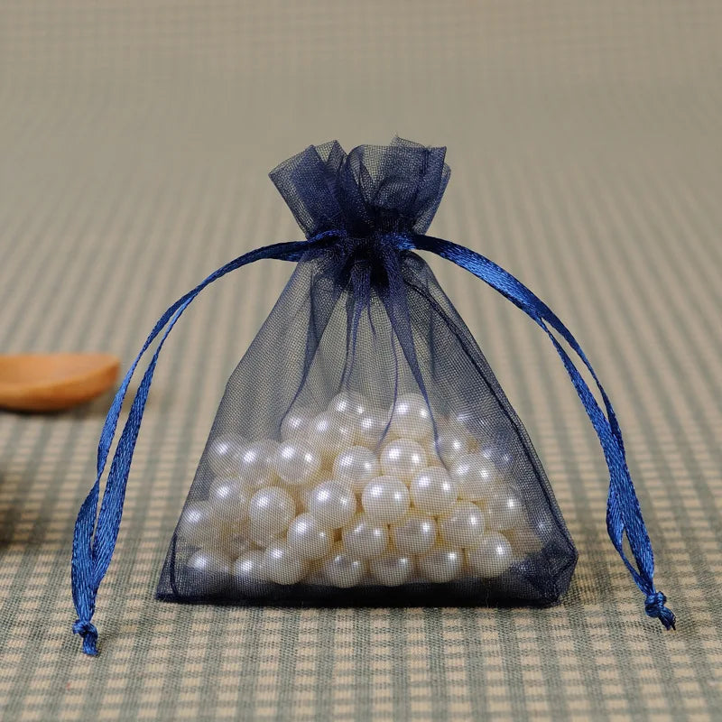 100Pcs/lot 7x9 9x12 10x15 13x18CM Organza Bags Jewelry Bag Wedding Party Decoration Drawable Bags Gift Pouches Jewelry Packag