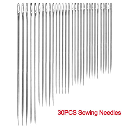 Side Hole Blind Sewing Needles Stainless Steel Elderly Needles Hand Sewing Stitching Pin DIY Home Self Threading Needle with 