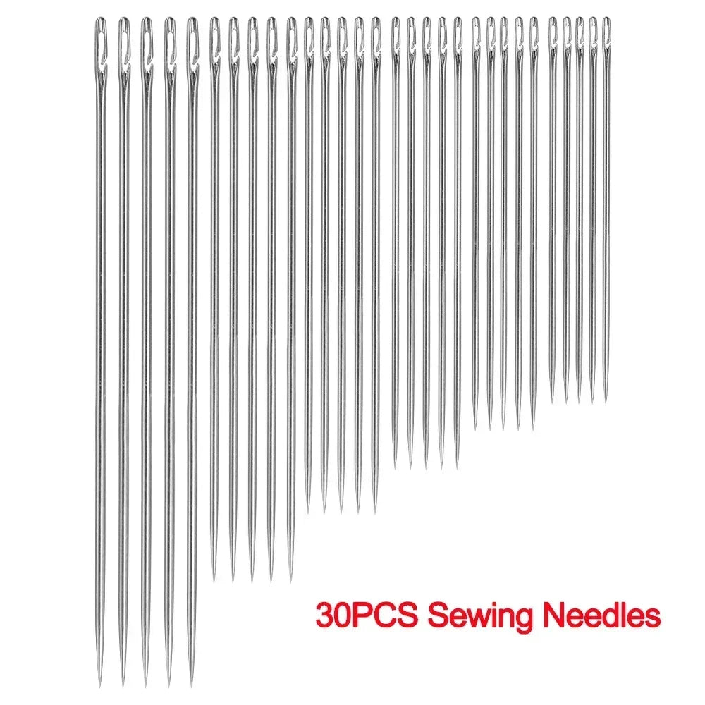 Side Hole Blind Sewing Needles Stainless Steel Elderly Needles Hand Sewing Stitching Pin DIY Home Self Threading Needle with 