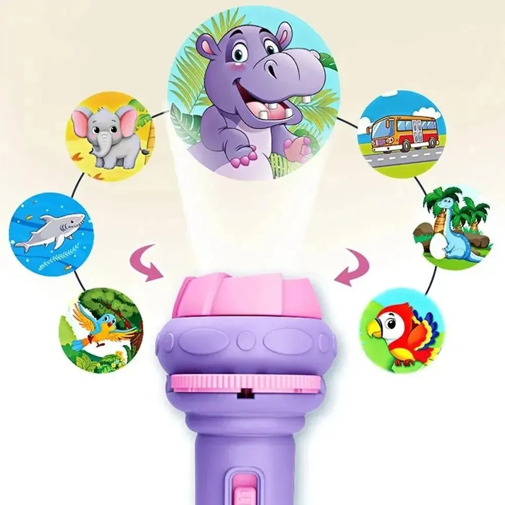 10 Cards Cartoon Projection Flashlight 80 Patterns Creative Children Flashlight Toy Projector Baby Toys Bedtime Story Book To