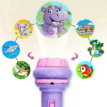 10 Cards Cartoon Projection Flashlight 80 Patterns Creative Children Flashlight Toy Projector Baby Toys Bedtime Story Book To