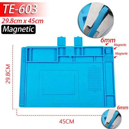 Soldering Station Mat Silicone Work Mat Heat Resistant 932°F Anti-Static