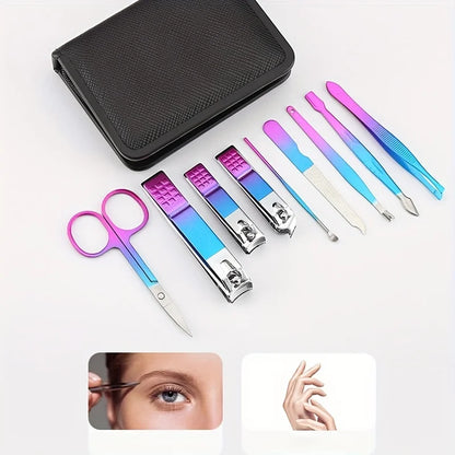 9-18pcs Set Professional Stainless Steel Manicure & Pedicure Kit Precision Nail Care with Travel Case with Nail Clipper Sciss