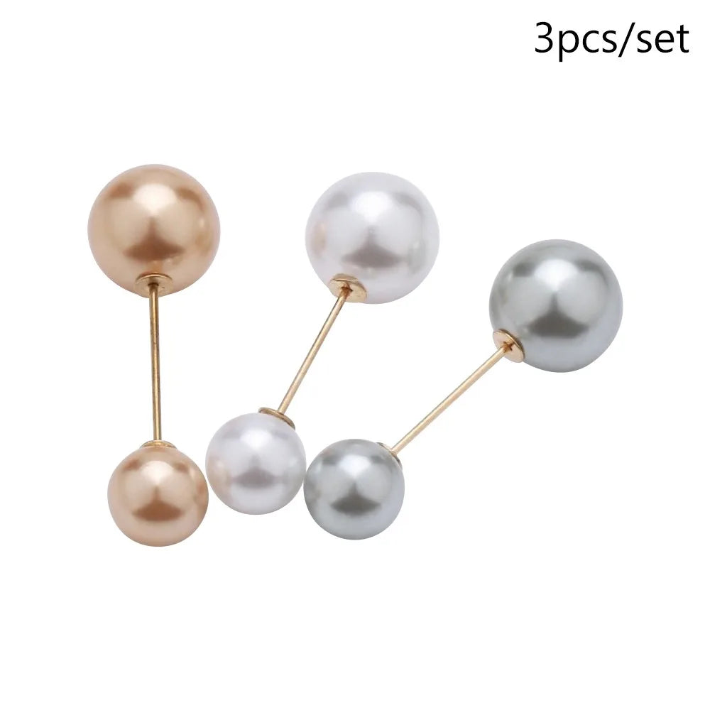 3/6/8Pcs Clothing Accessories Pearl Brooch Detachable Double Head Pin Waist Clip Jewelry Accessory Multifunctional Pants Pin 