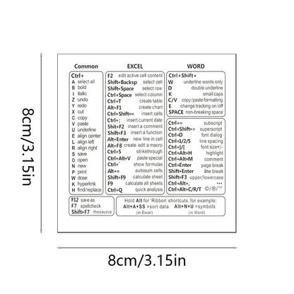 1 Set Vinyl Self-adhesive Keyboard Shortcut Stickers | Quick Reference for Windows, Excel and Word, Office Software - 1pc-Tra
