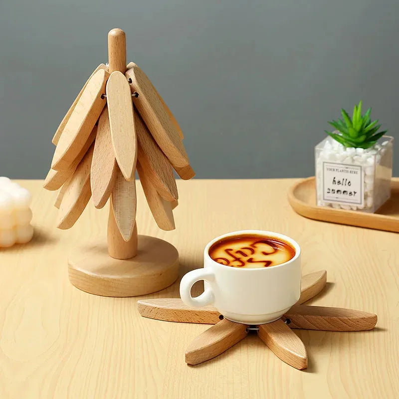 Tree Design Stand Wooden Trivets Decorative Anti Scald Heat Resistant Table Mat Coaster Wood Placemats Pot