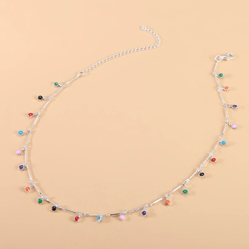Fashion Simple Candy Color Tassel Necklace for Women Aesthetic All-match Pendant Jewelry Choker Neck Accessories Gift Chain -