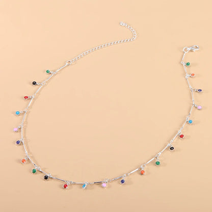 Fashion Simple Candy Color Tassel Necklace for Women Aesthetic All-match Pendant Jewelry Choker Neck Accessories Gift Chain -