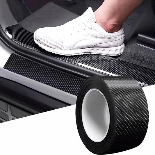 3D Nano Carbon Fiber Car Bumper Door Guard Protection Film 3m Car Door Sill Protector Sticker Black Waterproof Anti Scratch T