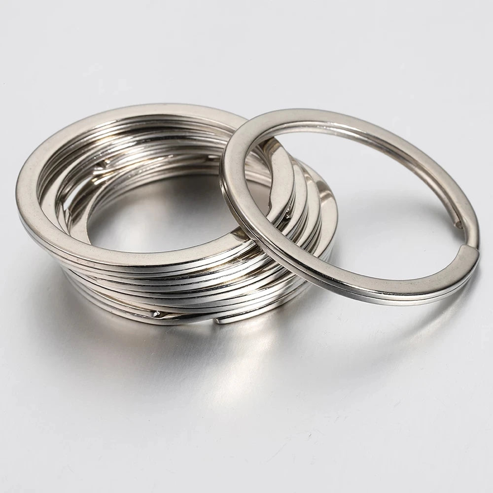 20pcs Stainless Steel Key Rings 20/25/28/30/35mm Round Flat Line Split Rings Keyring for Jewelry Making Keychain DIY Findings