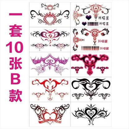 Pink Totem Tattoos Set Temporary Waterproof Tattoo for Women Covering Scars Sexy Wing Art Tatto Festival Goods Stickers