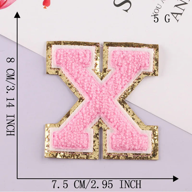 8CM Patch Letters for Clothes Alphabet Sticky Letter Clothing Bags Jacket Iron on Letter Emblems Chenille Patches for DIY MC0