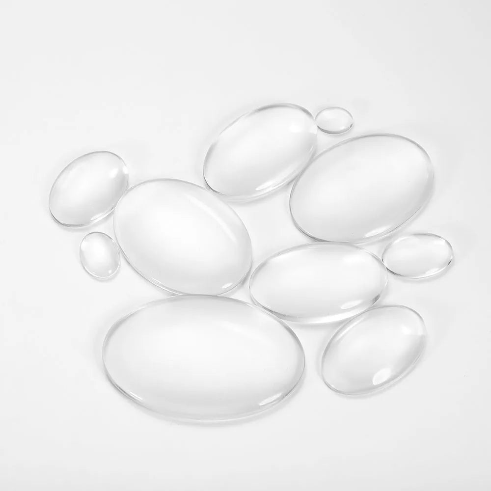 5-50pcs/lot Size 10-50mm Oval Glass Cabochon Cameo Transparent Clear Flat Back Crystal Cabochon For Jewelry Making Accessorie