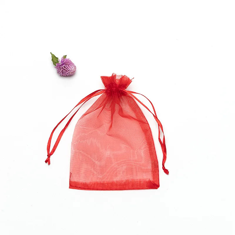 20-100PCS Organza Gift Bag For Jewelry White Drawstring Pouches For Wedding Christmas Candy Gift Bags Jewelry Packing Bag - r