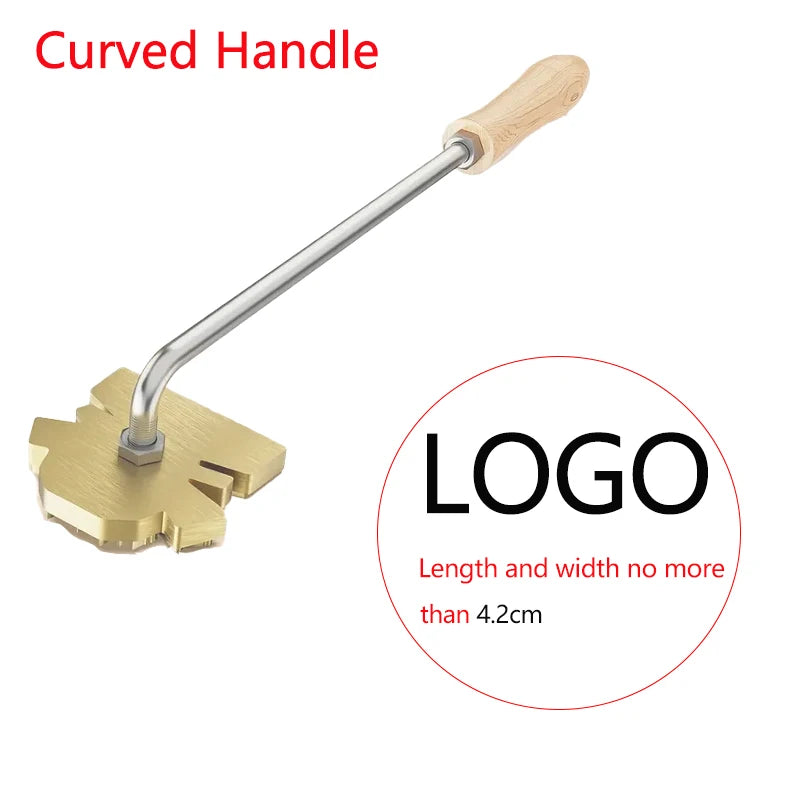 Custom Branding Iron Stamp DIY LOGO Heating Brass Embosser Seals with Handle for Wood Leather Cake Hamburger Wedding Party Cr