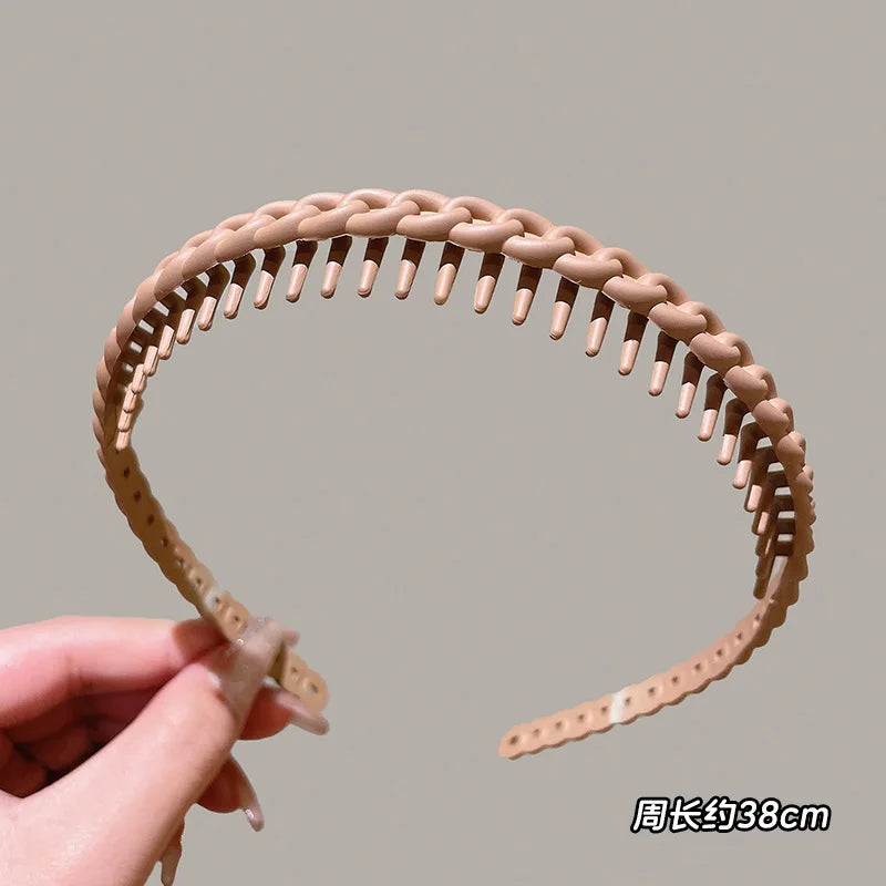 1/2 Pcs Fashion Multicolor Wave Toothed Frosted Hairbands For Women Girla Party Hair Accessories - 1 pcs coffee
