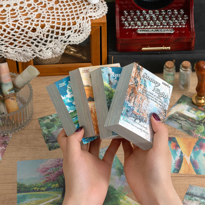 200 Sheets Per Book of Floral Landscape Patterned Paper, Various Themes Available, DIY Notebook Album Decoration Materials