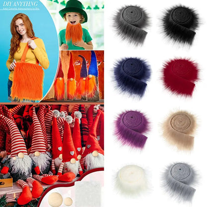 Handmade Soft Fluffy Trimming Apparel Sewing Faux Fur Ribbon Tapes Trim Fabric Roll Plush Fur Stripe Long Plush Fur Fabric
