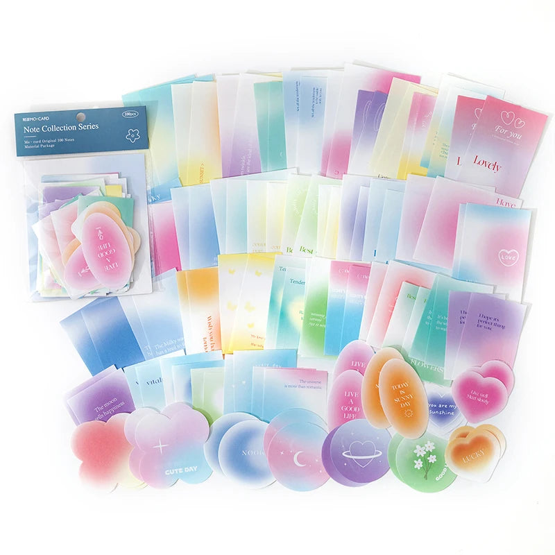 JIANQI 100pcs/pack Vintage Memo Paper Set DIY Scrapbooking School Supplies Decor Junk Journal Marking Stationery Notes Paper