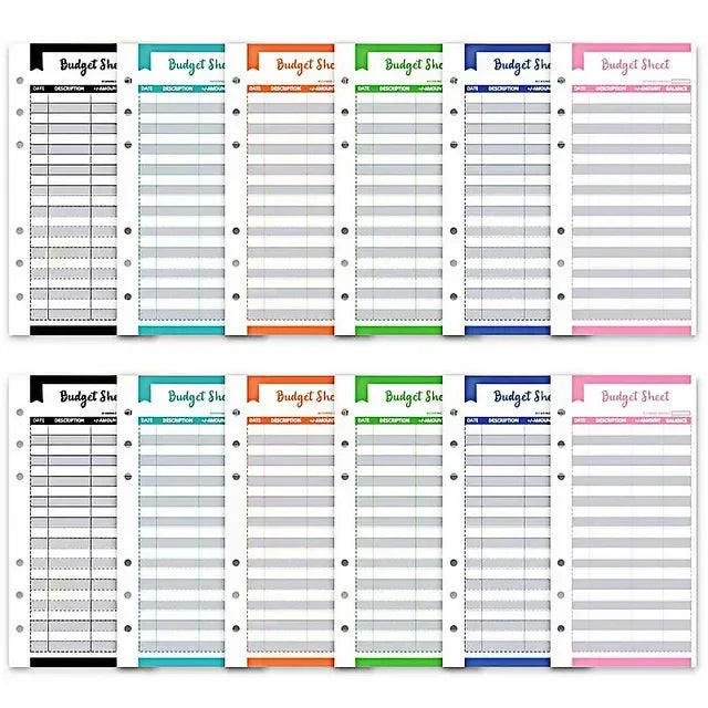 2026 A6 Binder Budget PU Leather PlannerPockets Expense Budget Sheets Notebook Cash Envelope Organizer System with Clear Zipp