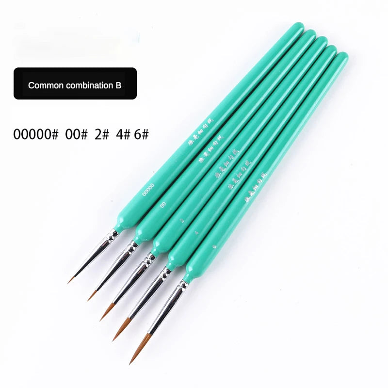 4/5/10pcs Miniature Hook Line Pen Art Painting Brushes Weasel Hair Paint Brush Gouache Watercolor Oil Paint Artists Hand Pain