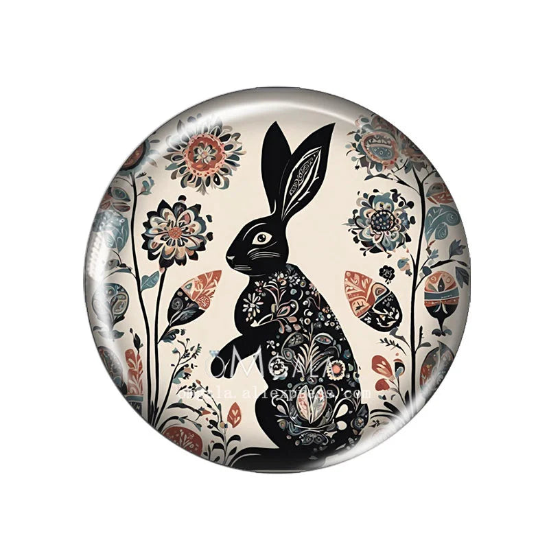 Folk Art Animals with Flower 10pcs Mixed 12mm/14mm/18mm/20mm/25mm/30mm Round photo glass cabochon demo flat back Making findi