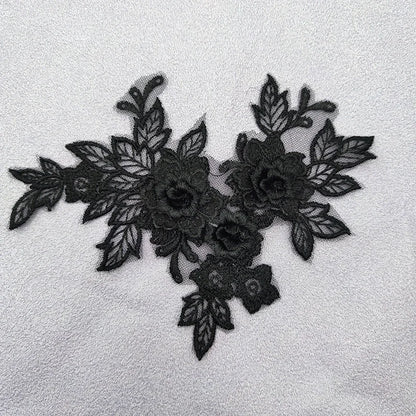 Lace Applique Sew on Patch Fabric 1Pair Embroidery Flower Exquisite Trim Patches Crafts Stickers Bag Gown Decoration Wholesal