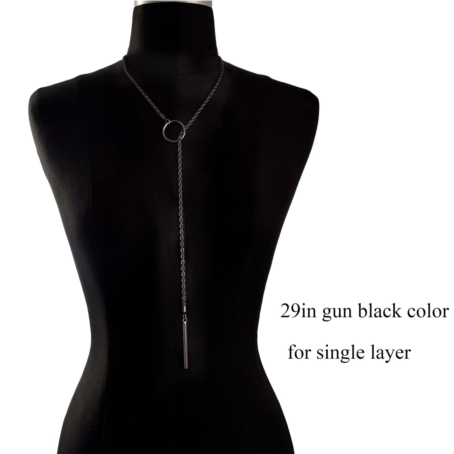 Minimalist Bar Lariat Necklace Twist Wrap Slip Chain Choker Toggle Necklace Layering Statement Goth Punk Jewelry