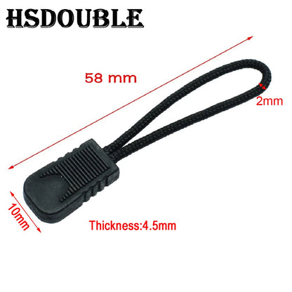 10 Pcs/Pack Zipper Pulls Cord Ends Strap Lariat Black For Apparel Accessories - C0103