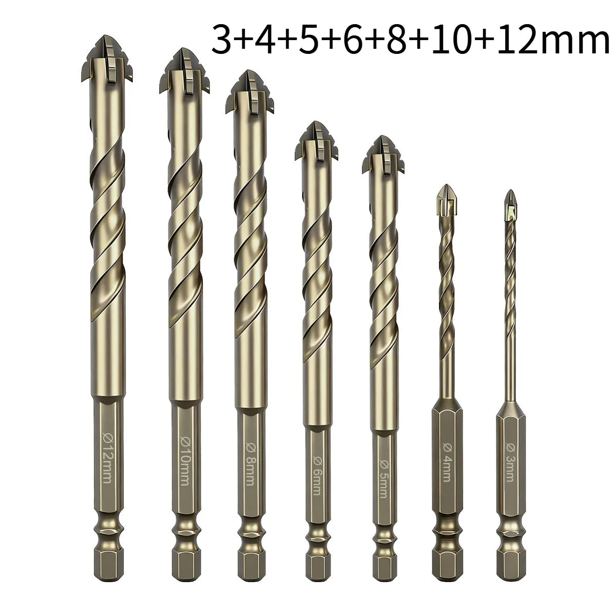 High-Four-Edged Serrated Eccentric Drill for Dry Drilling of Ceramic Tiles, Glass, Marble, Concrete, Stainless Steel Drill Bi