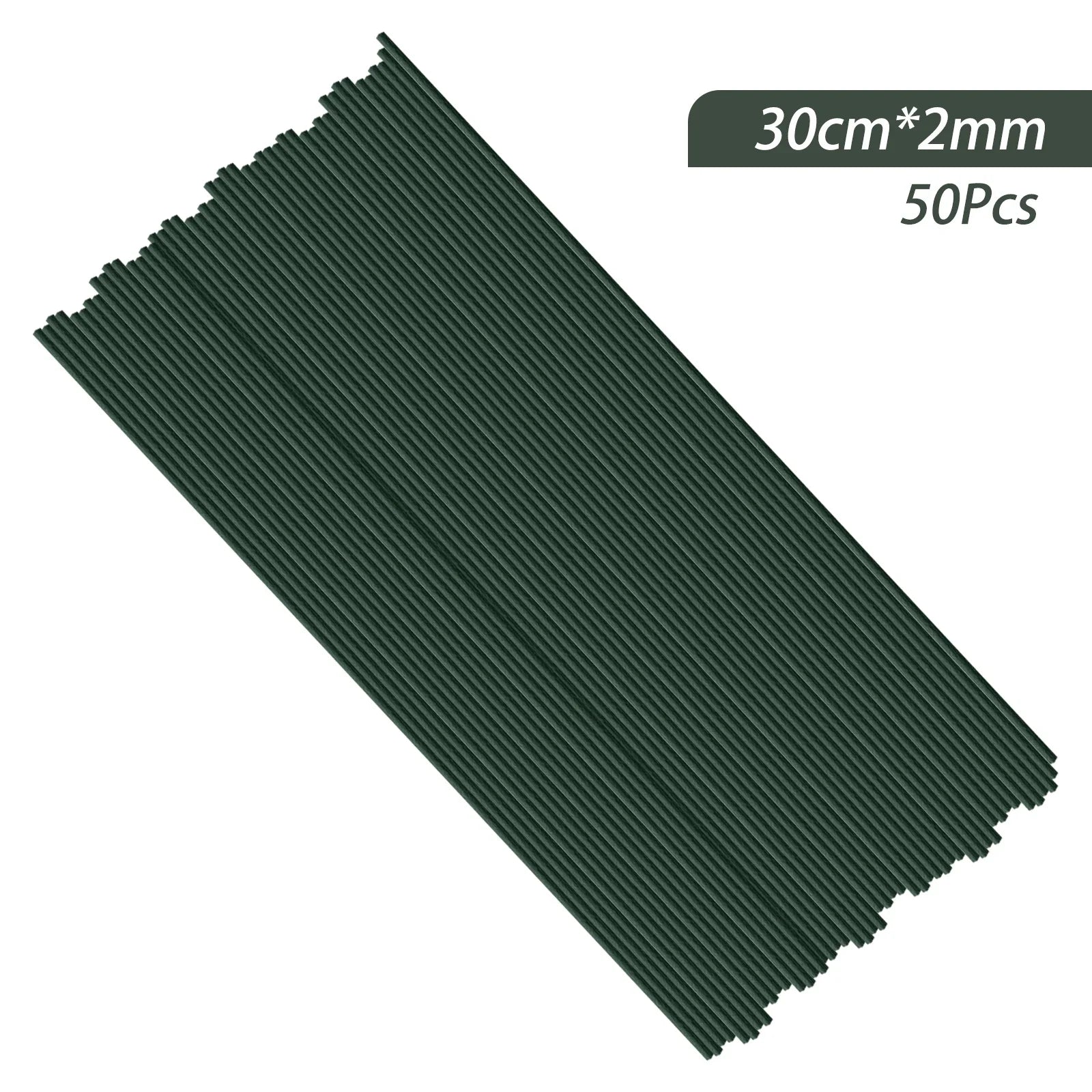 50pcs 15/20/25/30/40cm Artificial Green Flower Stems DIY Floral Material Handmade Wire Stem Accessoies For Wedding Home Decor