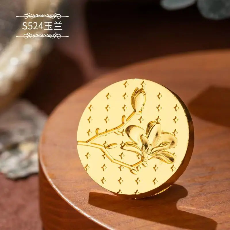 Plant Wax Stamp Seal Wax Print Thick Copper Head Carved Sealing Tool Holiday Party Invitation Letter Wedding Decorative - B5