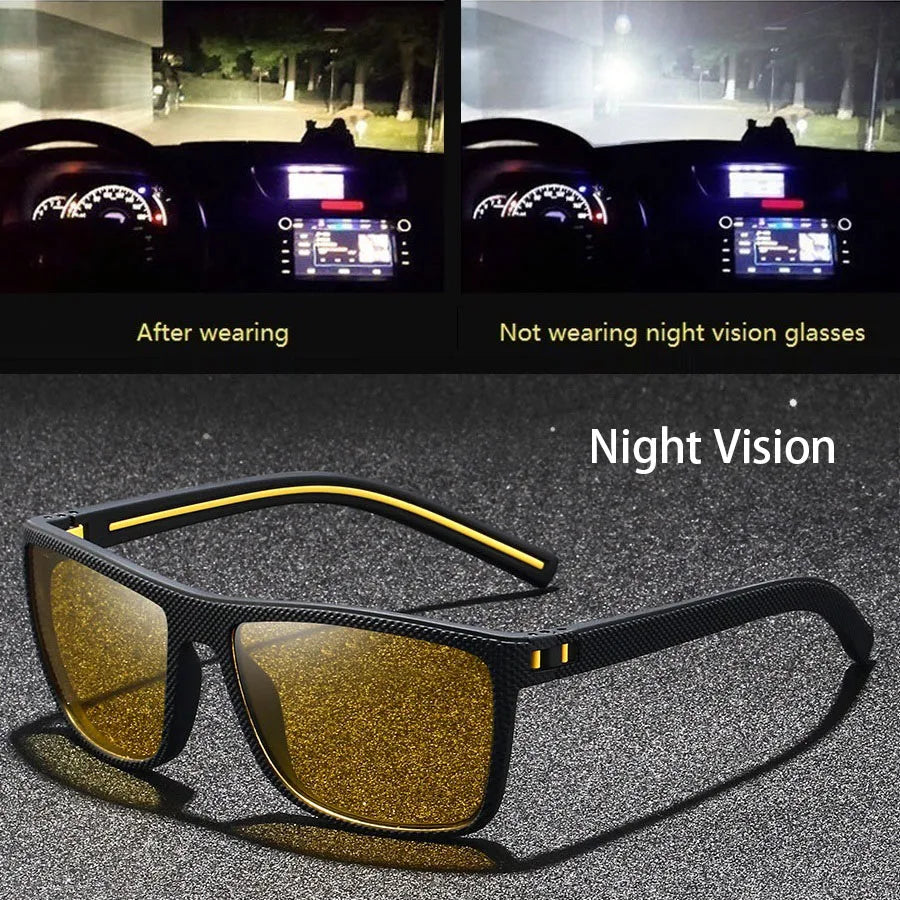 Fashion Vintage Square Frame Unisex Night Vision Glasses Reduce Visual Fatigue Lenses Anti-Glare Anti-Reflective Eyewear - F5