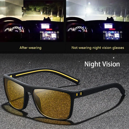 Fashion Vintage Square Frame Unisex Night Vision Glasses Reduce Visual Fatigue Lenses Anti-Glare Anti-Reflective Eyewear