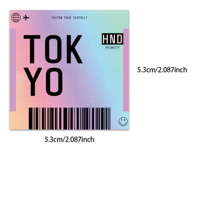 60PCS INS Style Stamp Sticker Japanese Postcard Ticket Stationery Travel Diary Luggage Waterproof Helmet Stickers