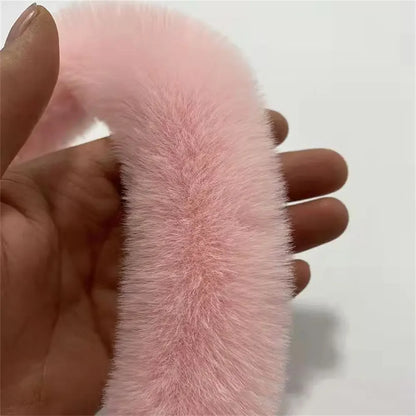 1PC 100cm in Length And 5cm in Width Faux Rabbit Fur Tape Trimming Ribbon Furry Fluffy Sewing DIY Craft Scarf Collar - pink
