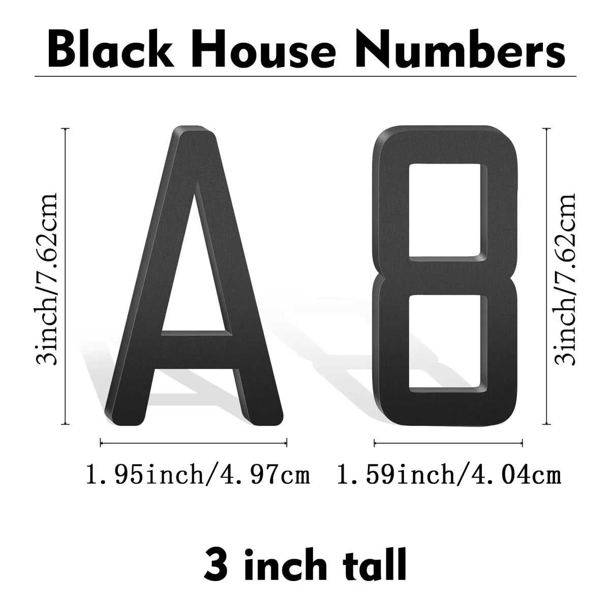 3-10 Inch Floating Aluminum House Address Numbers Letters, Modern Metal House Numbers for Outside, Black Metal Door Address L
