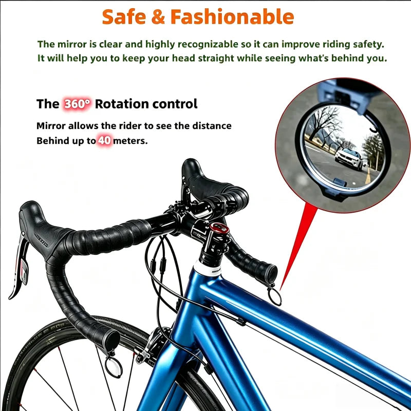 Bicycle Rear View Convex Mirror, 1PC Drop Bar Handlebar Mount Bike Back Sight Reflector, Lightweight Acrylic Lens Cycling Mir