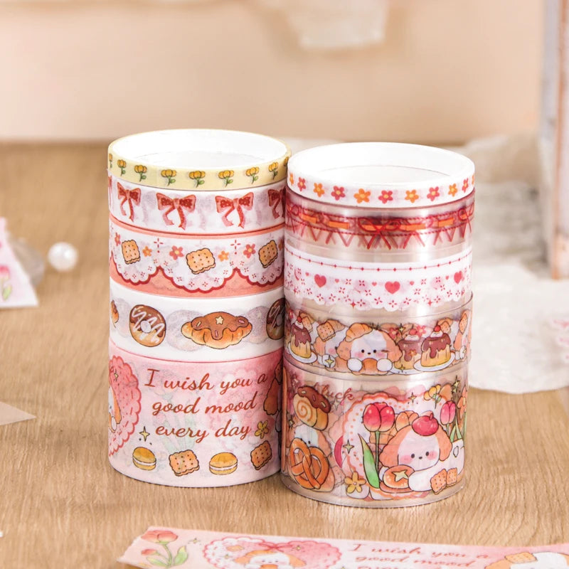 Kawaii Cartoon Washi Tape & Sticker Set, 10/40 Rolls, 10pcs Tape + 4pcs Stickers, Decorative Tape for Scrapbooking