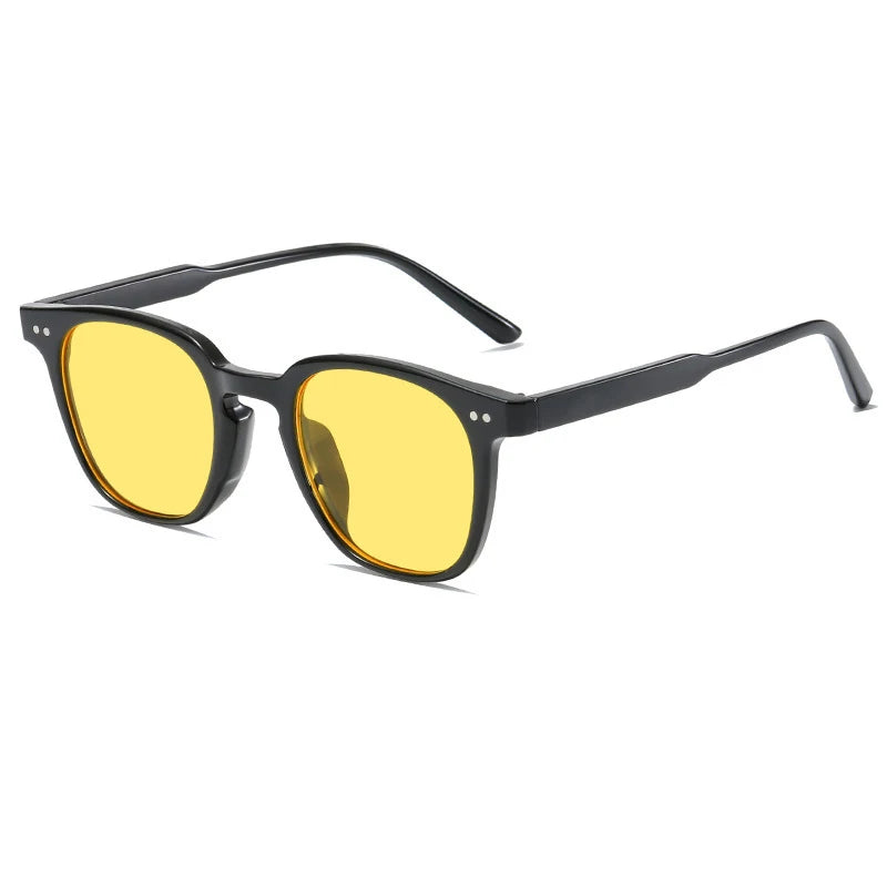New Vintage Square Sunglasses Women Men Small Round Sun Glasses Female Small Eyewear Sunglasses for Male Female - YELLOW