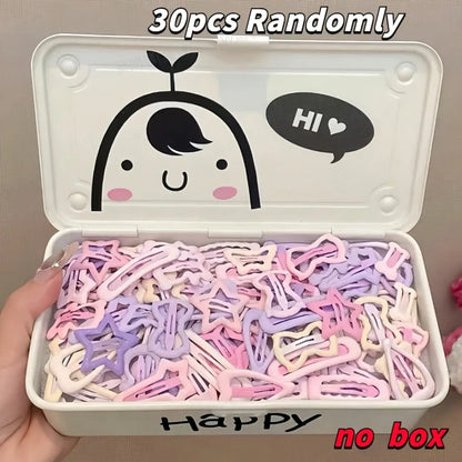 10/20/30pcs mixed pack of light pink heart-shaped and bow-shaped hair clips | Suitable for girls as party or holiday gifts. -
