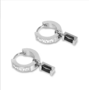 Hoop Earrings for Women Trendy Golden Stainless Steel Earring Jewelry New - D54 Silver