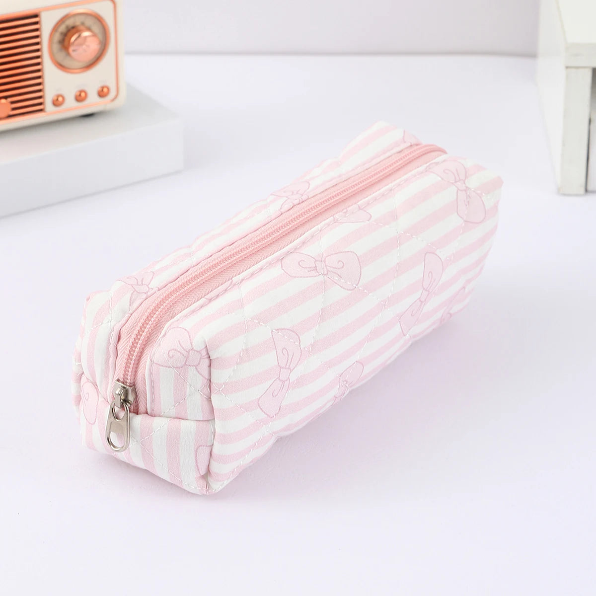1 pc Beautiful bowknot single-layer pencil case, floral pattern design storage bag, a must-have for back to school season