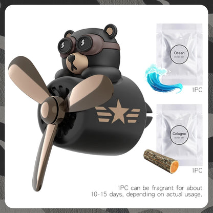 Rotating airplane pilot bear car air fresheners accessories interior decorations fan vent clips perfume fragrance diffuser ar