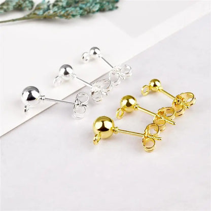 50pcs/lot 925 Silver Plated Blank Post Earring Studs Base Pin With Earring Plug Findings Ear Back DIY Jewelry Making Accessor