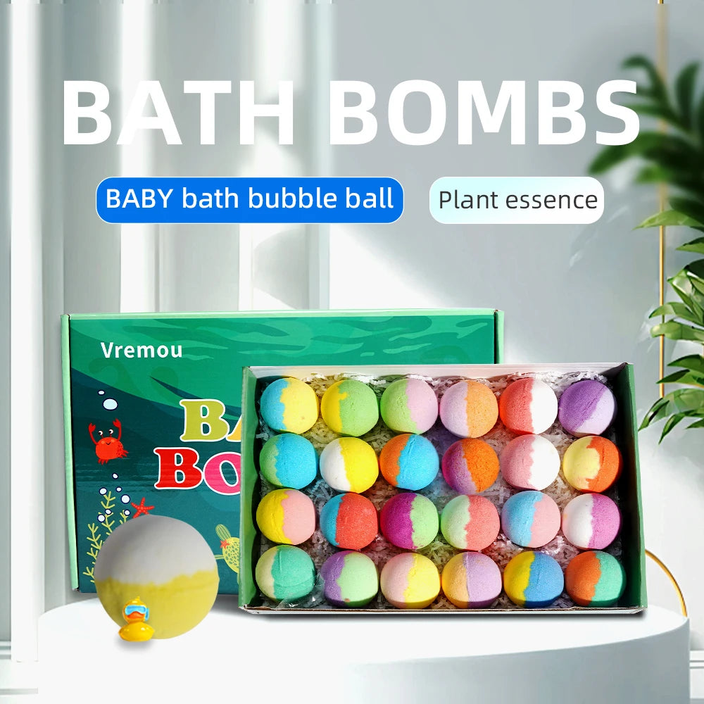 Bath Bombs for Kids with Surprise Inside, 24 Pack Kids Bath Bombs Gift Set, Natural Organic Kids Bubble Bath Fizzy for Girls 