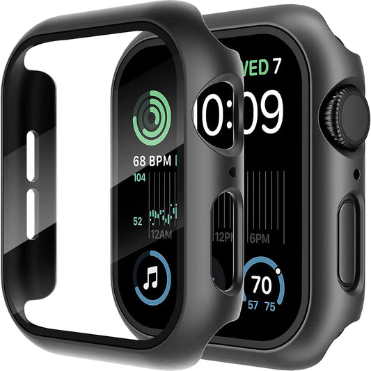 Tempered Glass+Cover For Apple Watch 11 10 9 8 7 46mm 42mm PC Bumper Screen Protector Case iWatch Series 7 6 5 4 SE3 44 40 45