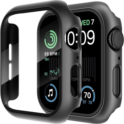 Tempered Glass+Cover For Apple Watch 11 10 9 8 7 46mm 42mm PC Bumper Screen Protector Case iWatch Series 7 6 5 4 SE3 44 40 45